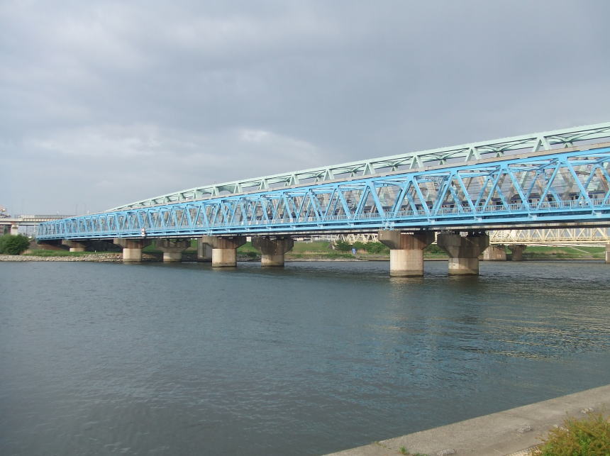 荒川と常磐線鉄橋