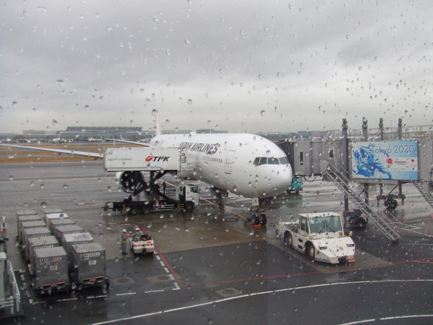 搭乗する飛行機